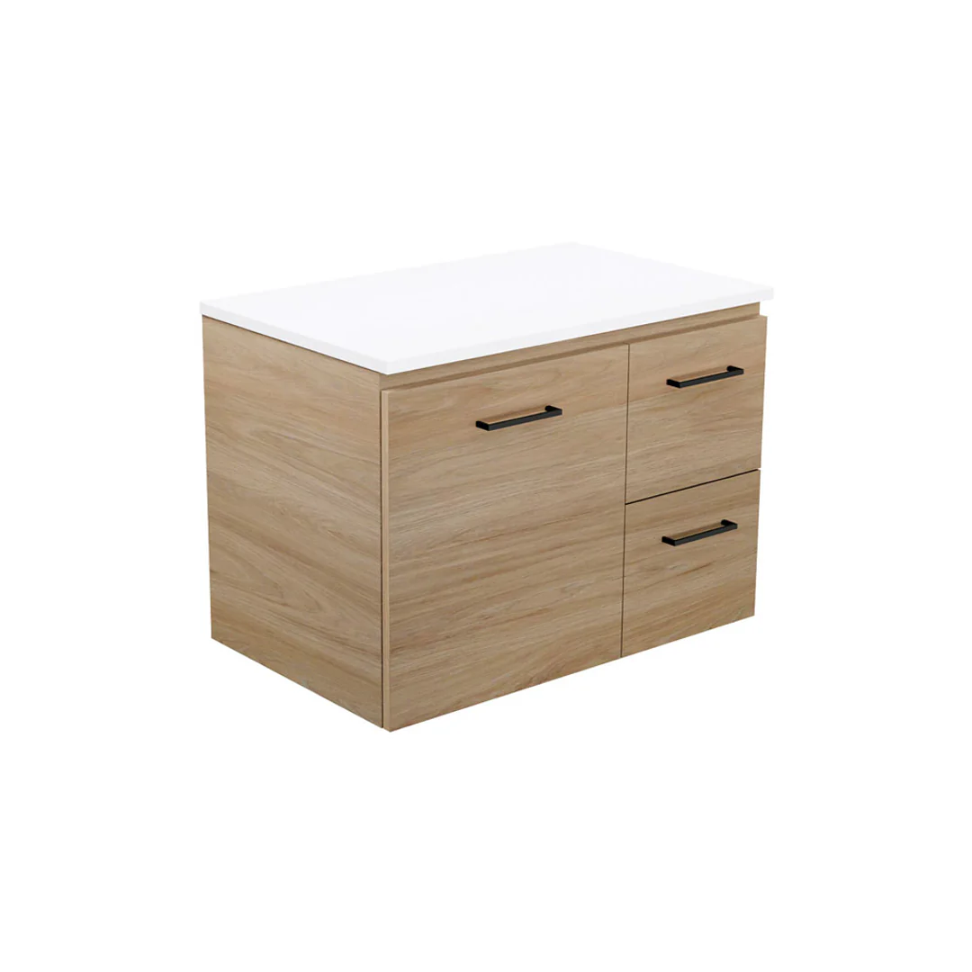 Fienza Carmen 750 All Drawer Wall Hung Vanity Dolce Matte Black Top