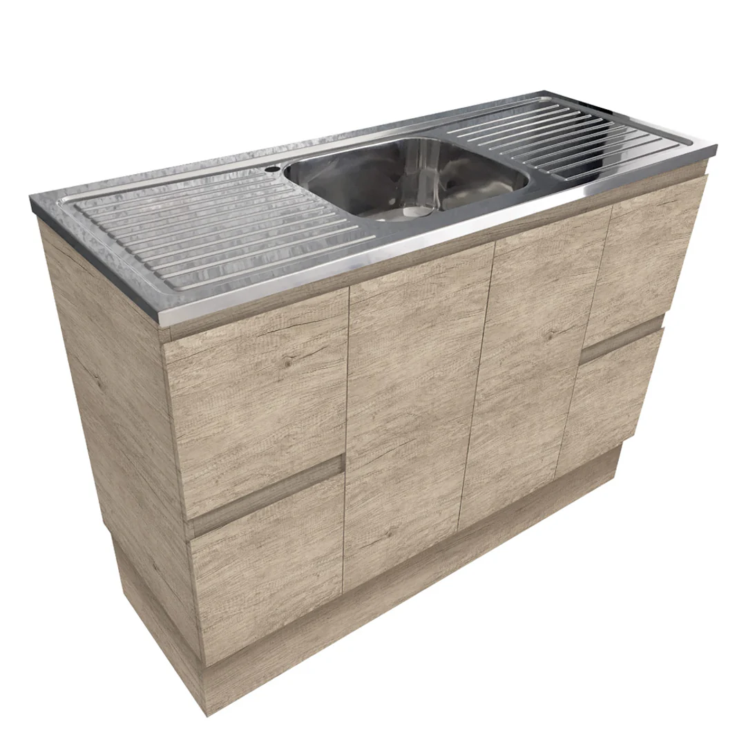 Fienza Citi 1200 Edge Scandi Oak Vanity On Kick Solid Doors Nth