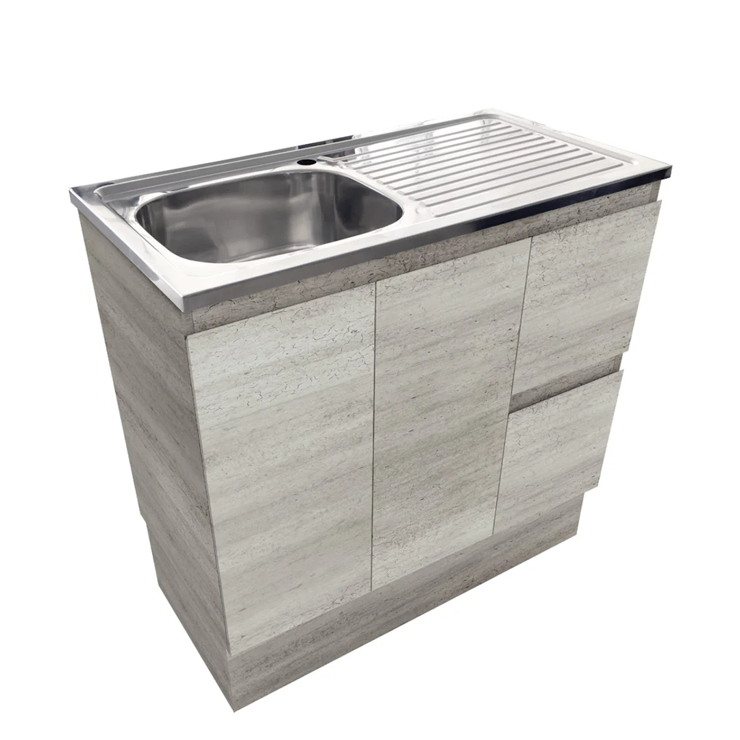 Fienza Citi 900 Edge Industrial Vanity On Kick Solid Doors Left Hand Drawers Nth - Image 2