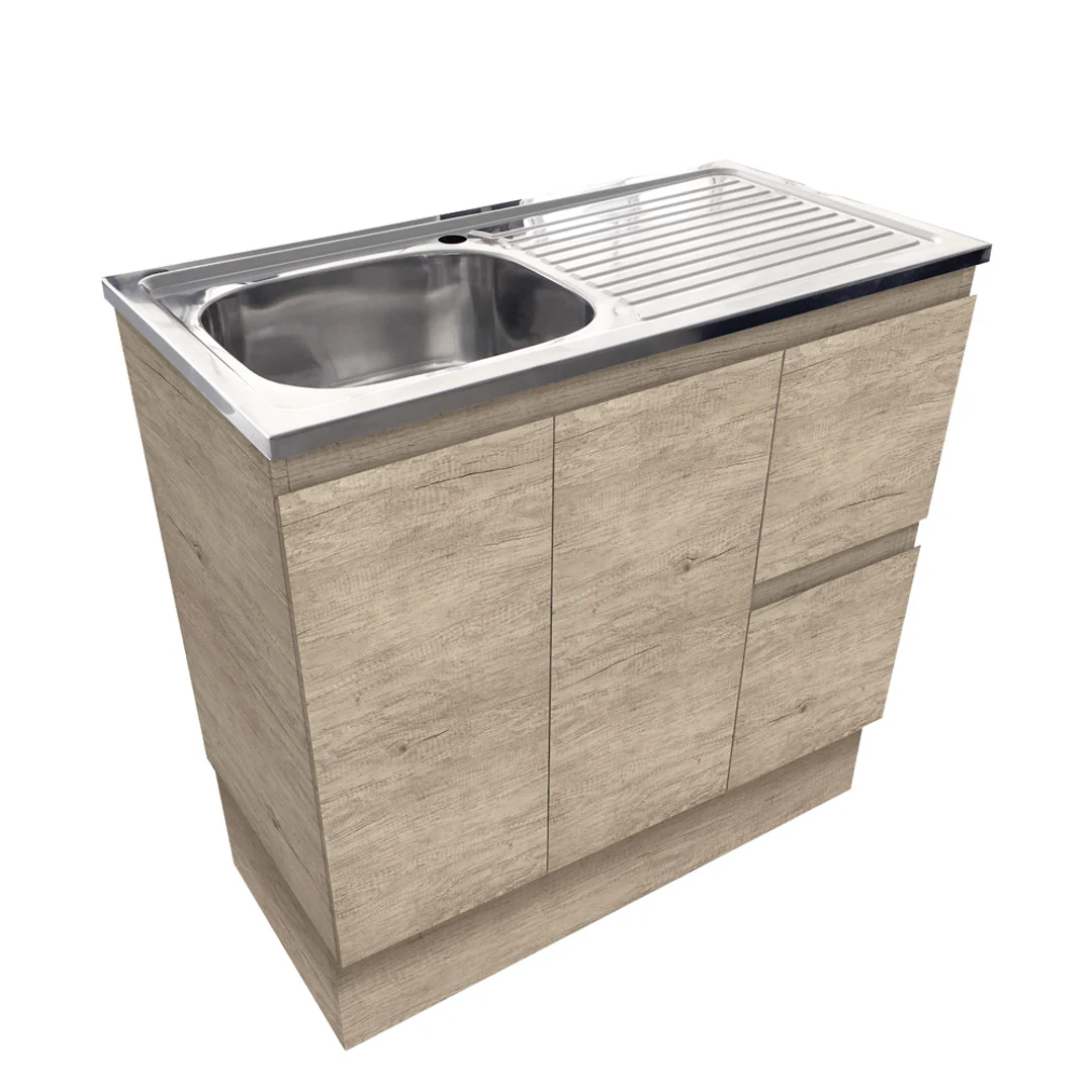 Fienza Citi 900 Edge Scandi Oak Vanity On Kick Solid Doors Right Hand Drawers Nth - Image 2