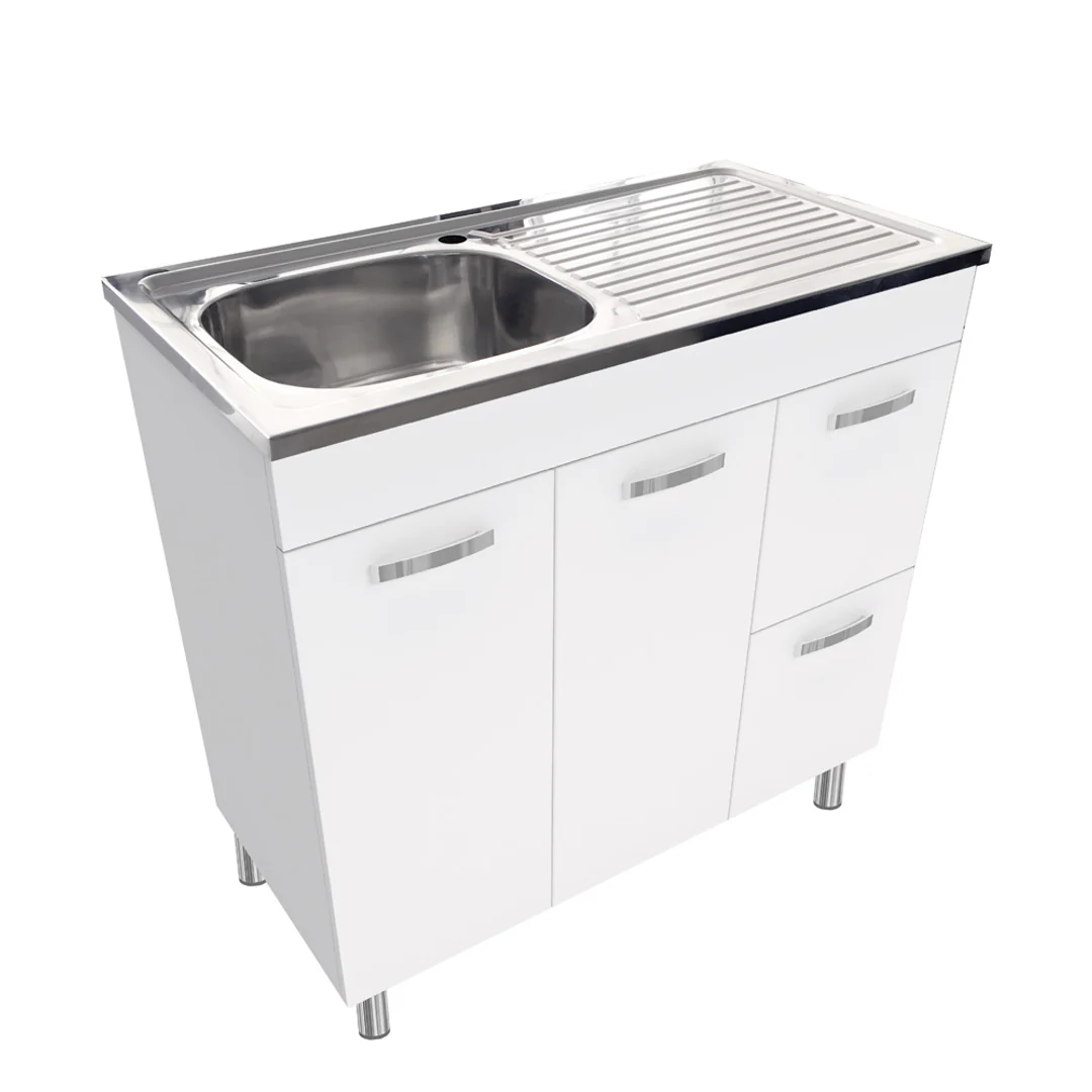 Fienza Citi 900 Unicab Vanity On Legs Solid Doors Right Hand Drawers 1 Tap Hole