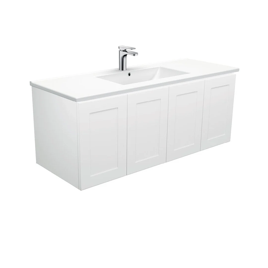 Fienza Dolce Right Offset Basin Mila Shaker Cab Wall Hung Vanity 1 Tap Hole - 900mm - Image 2
