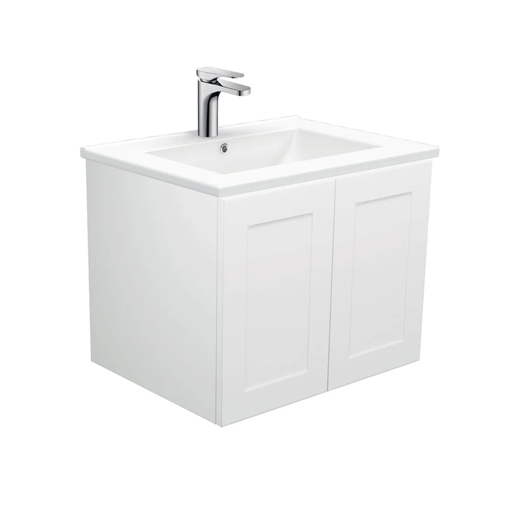 Fienza Dolce Ceramic Mila Shaker Wall Hung Cab No Handles 3 Tap Hole - 600mm