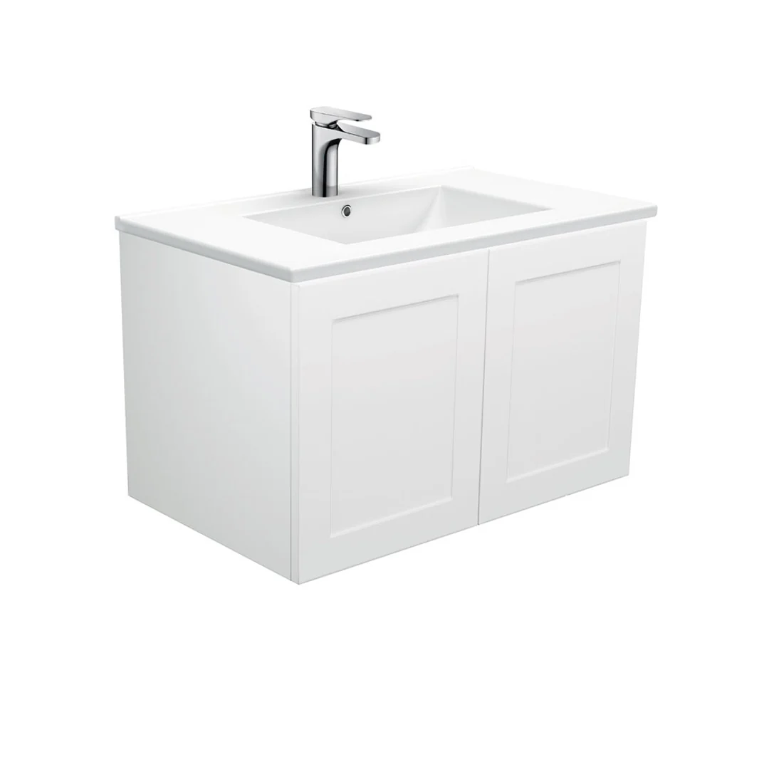Fienza Dolce Ceramic Mila Shaker Wall Hung Cab No Handles Left 3 Tap Hole - 750mm