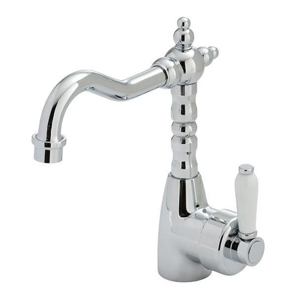 Fienza Eleanor Basin Mixer Shepherds Crook Chrome White Ceramic Handle 202103 - Image 5