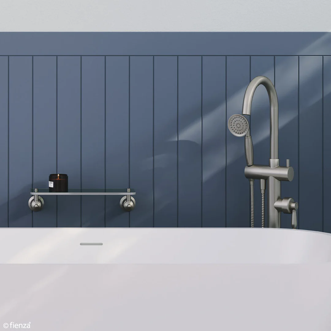 Fienza Eleanor Floor Mixer & Shower Brushed Nickel / Brushed Nickel - Image 7