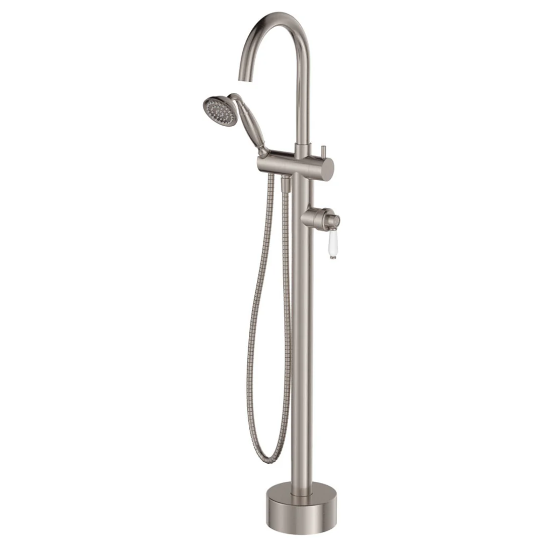 Fienza Eleanor Floor Mixer & Shower Brushed Nickel / Ceramic - Image 2