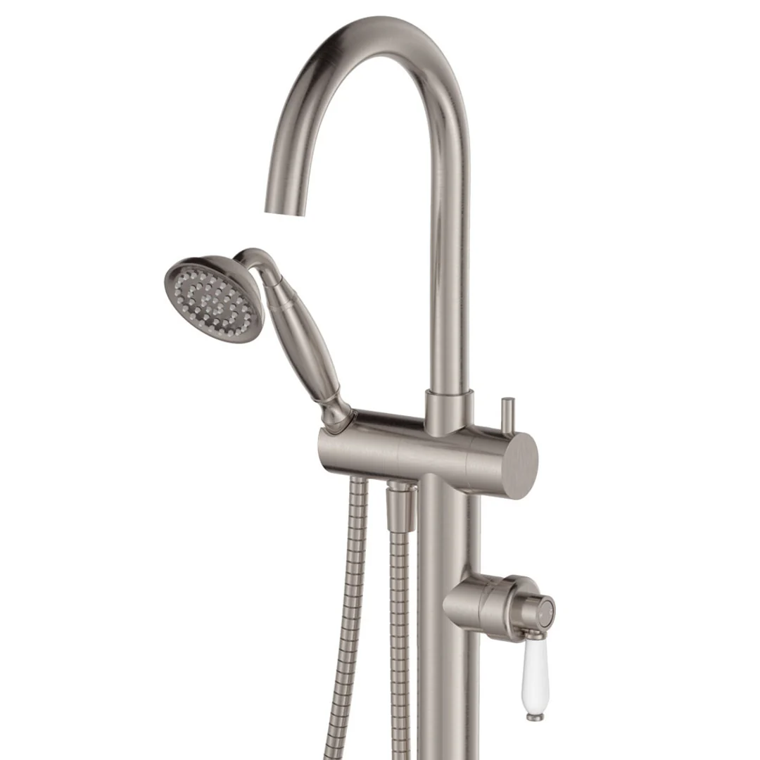 Fienza Eleanor Floor Mixer & Shower Brushed Nickel / Ceramic - Image 5
