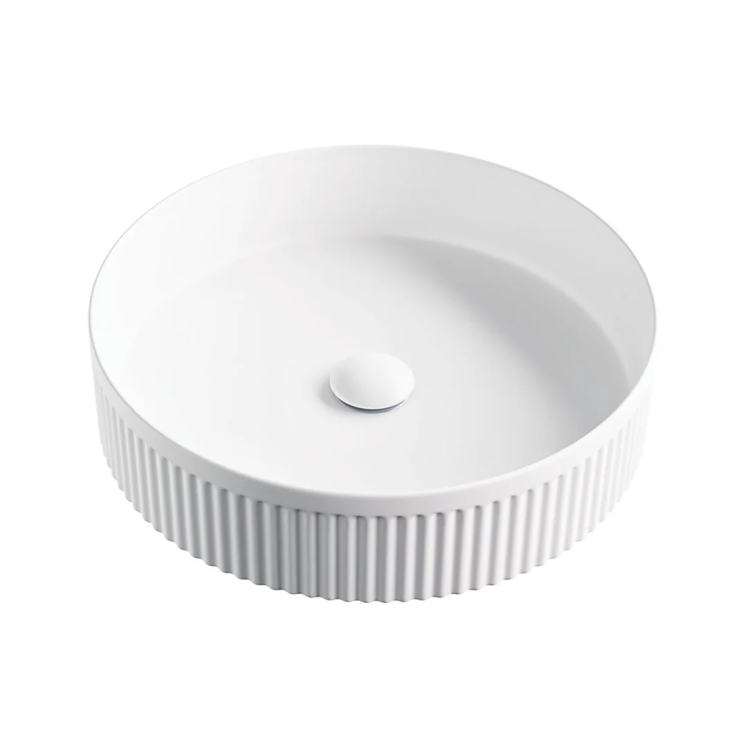 Fienza Eleanor Fluted Round Above Counter Basin Matte White - Image 2