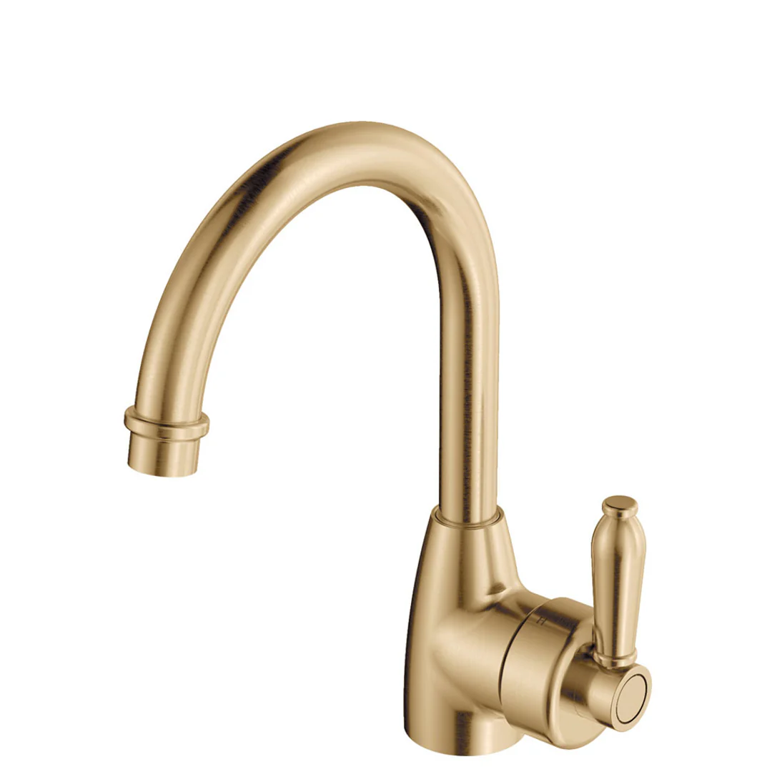 Fienza Eleanor Gooseneck Basin Mixer Urban Brass/Urban Brass Handle