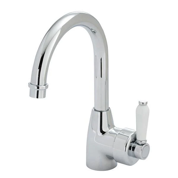 Fienza Eleanor Gooseneck Basin Mixer W/Porc Handle Chrome - Image 3