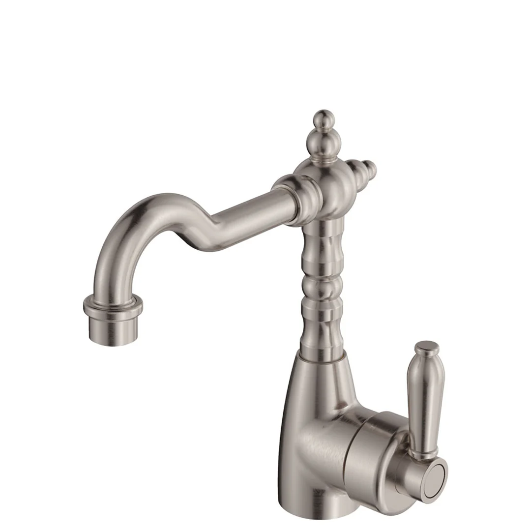 Fienza Eleanor Shepherds Crook Basin Mixer Brushed Nickel / Brushed Nickel