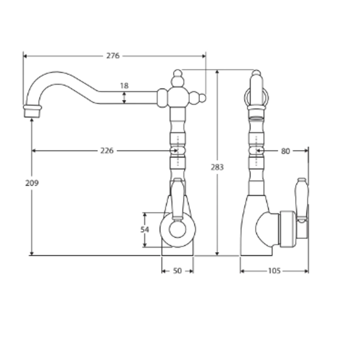 Fienza Eleanor Shepherds Crook Kitchen Sink Mixer Urban Brass 202105Uu - Image 3