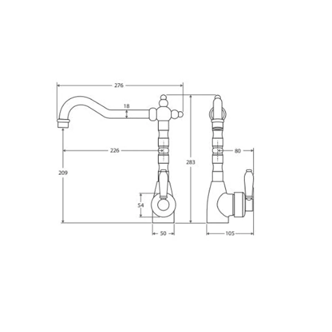 Fienza Eleanor Shepherds Crook Kitchen Sink Mixer Brushed Nickel White Ceramic Handle - Image 5