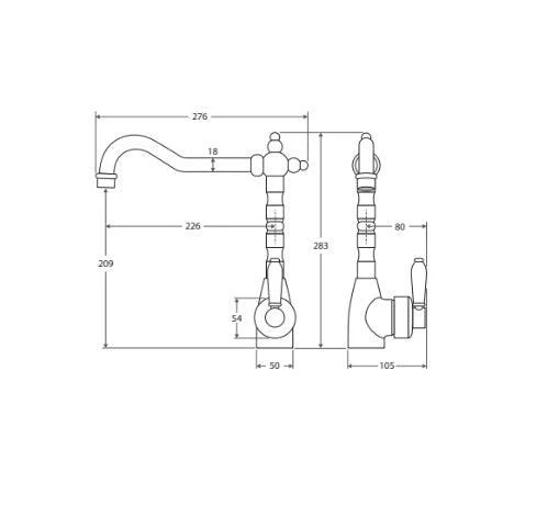 Fienza Eleanor Shepherds Crook Kitchen Sink Mixer Brushed Nickel White Ceramic Handle - Image 6