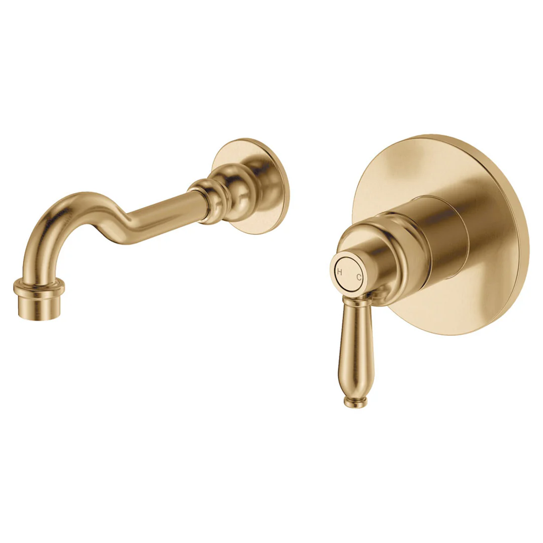 Fienza Eleanor Wall Basin/Bath Mixer Set Urban Brass / Urban Brass