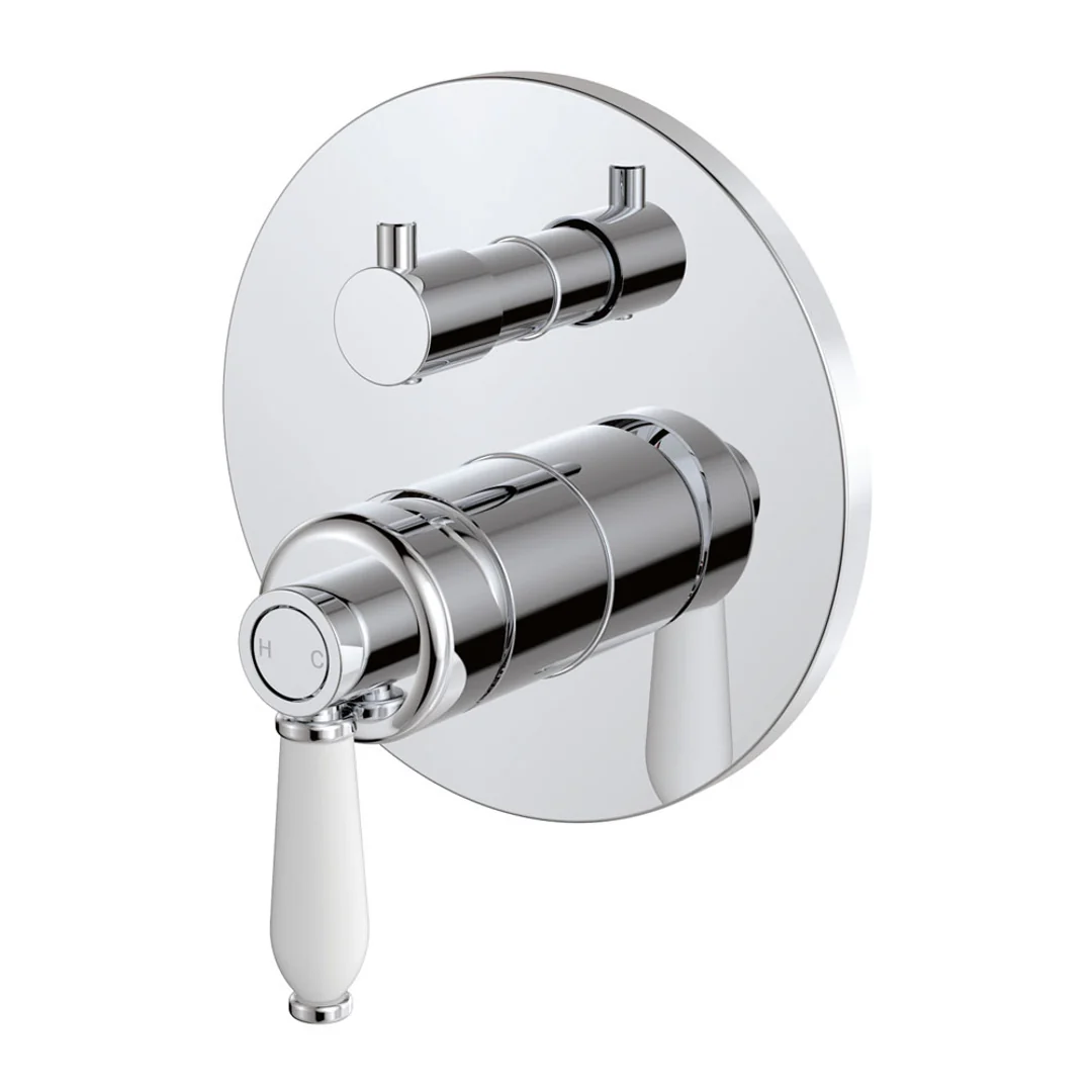 Fienza Eleanor Wall Mixer With Divertor Chrome With White Ceramic Handle - Image 2