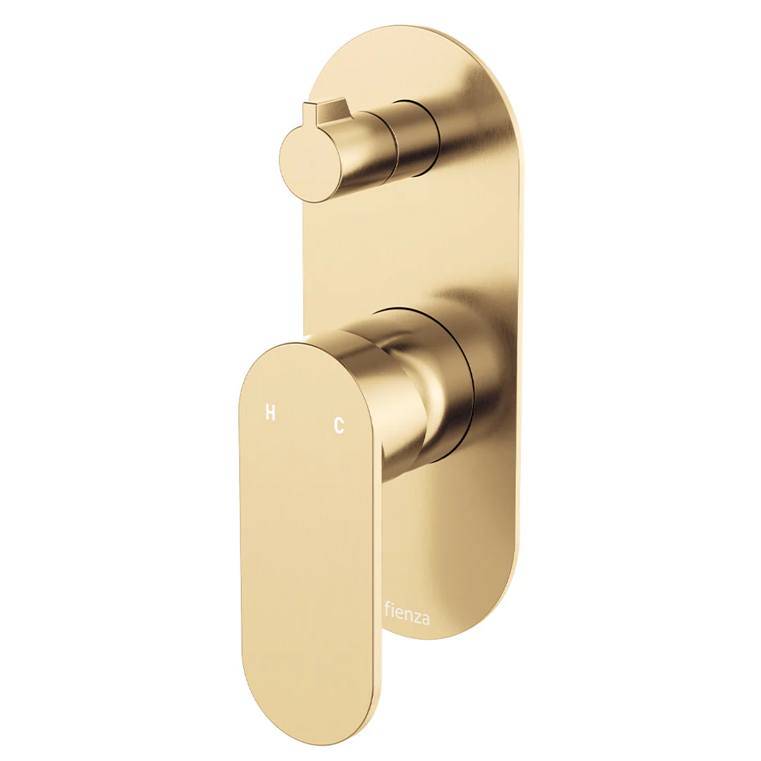 Fienza Empire Slim Wall Diverter Mixer Large Oval Plate Vertical Urban Brass Lf