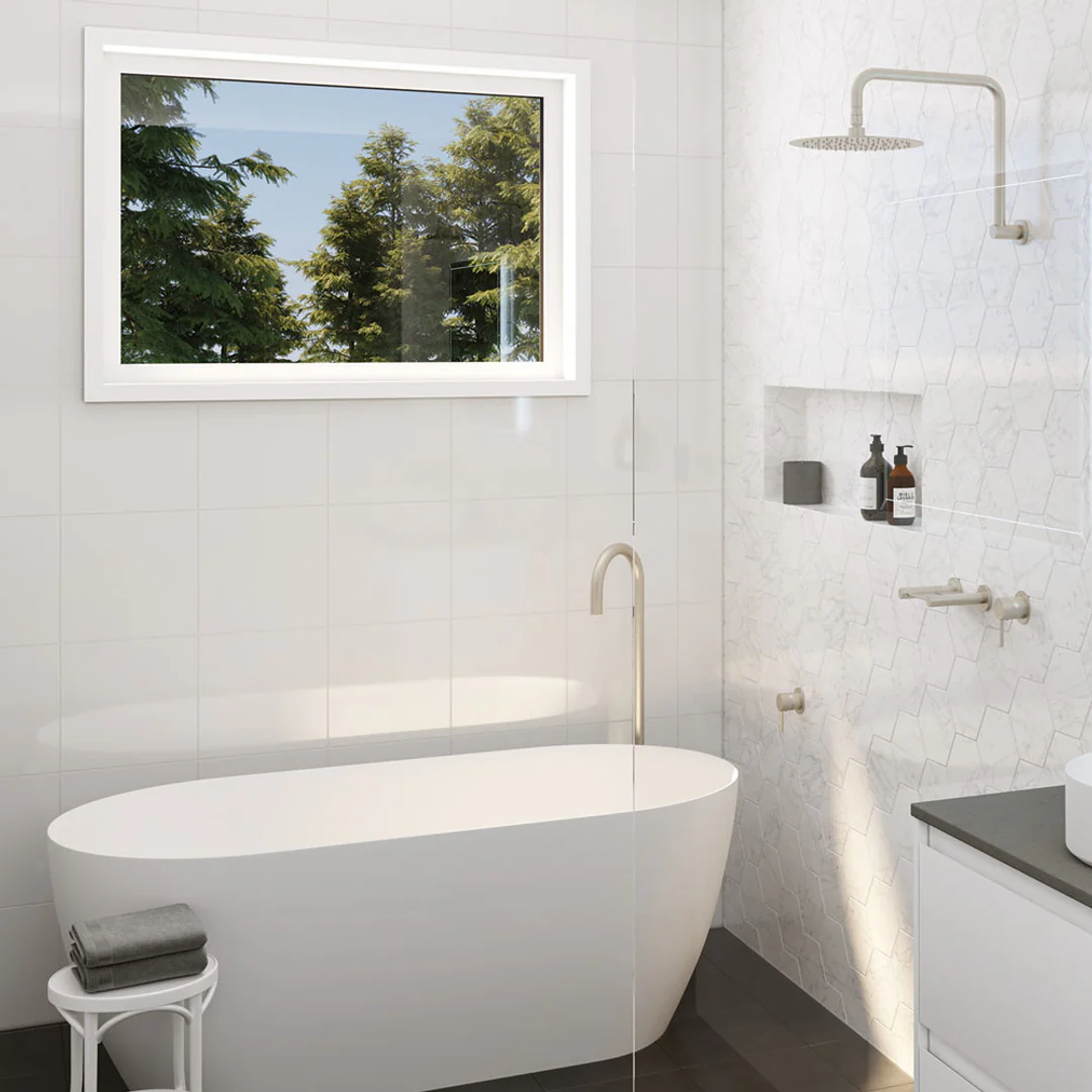 Fienza Gooseneck Floor Mounted Bath Outlet Kaya Brushed Nickel - Image 9