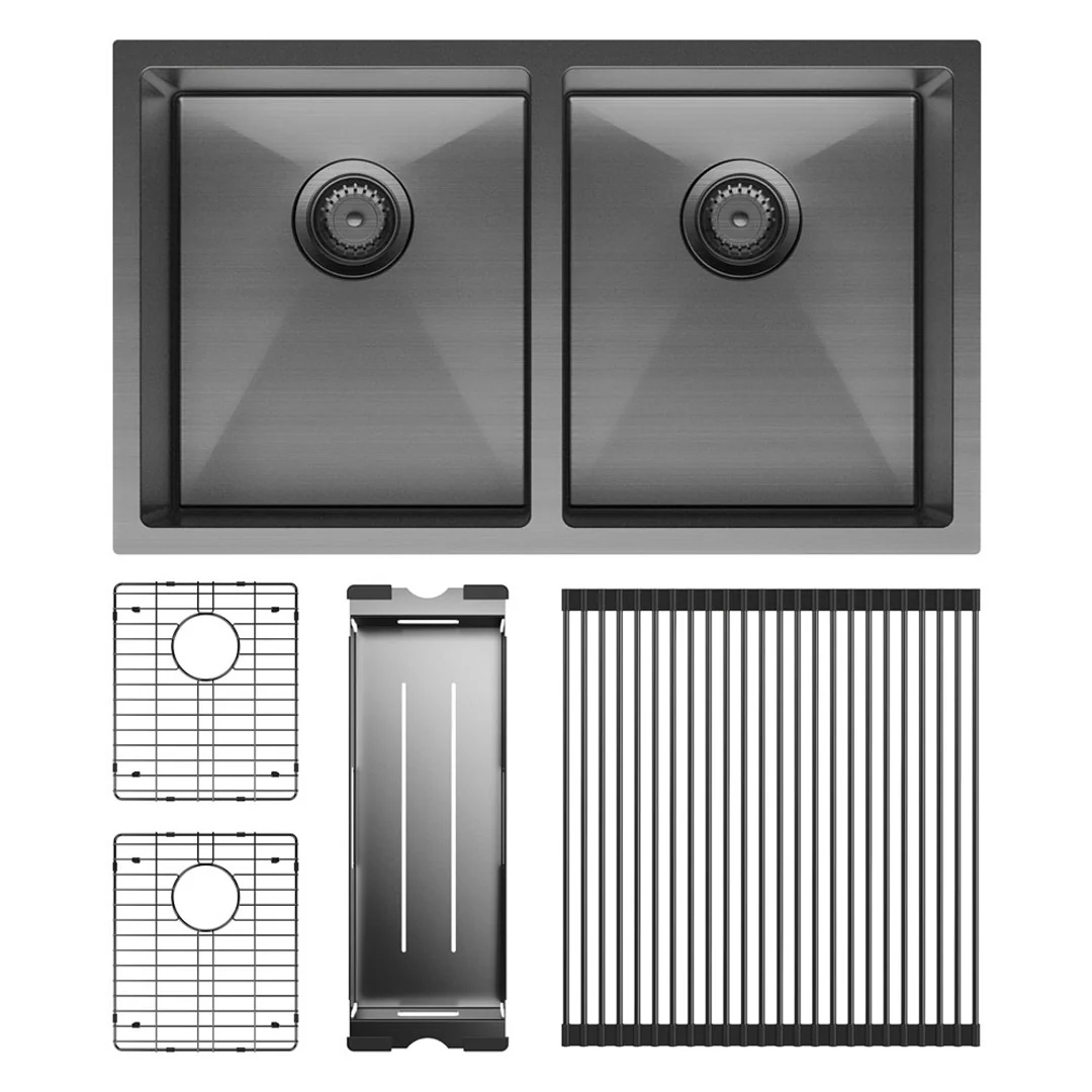 Fienza Hana Double Bowl Sink 55L Inc Cm Colander Roller Protector 2 760X450X200mm - Image 2