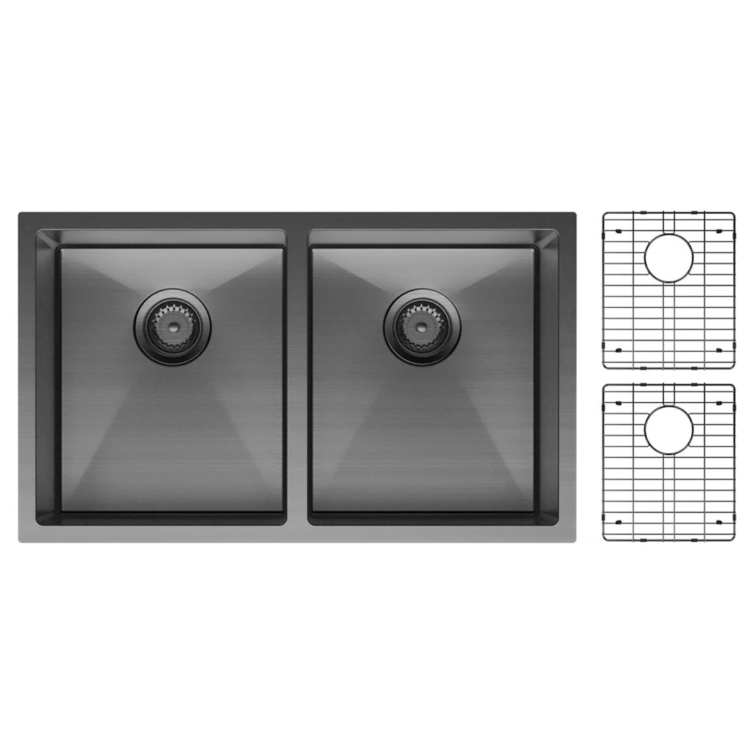 Fienza Hana Double Bowl Sink 27L-27L Carbon Metal Inc Sink Protector 2 760X450X200mm - Image 9