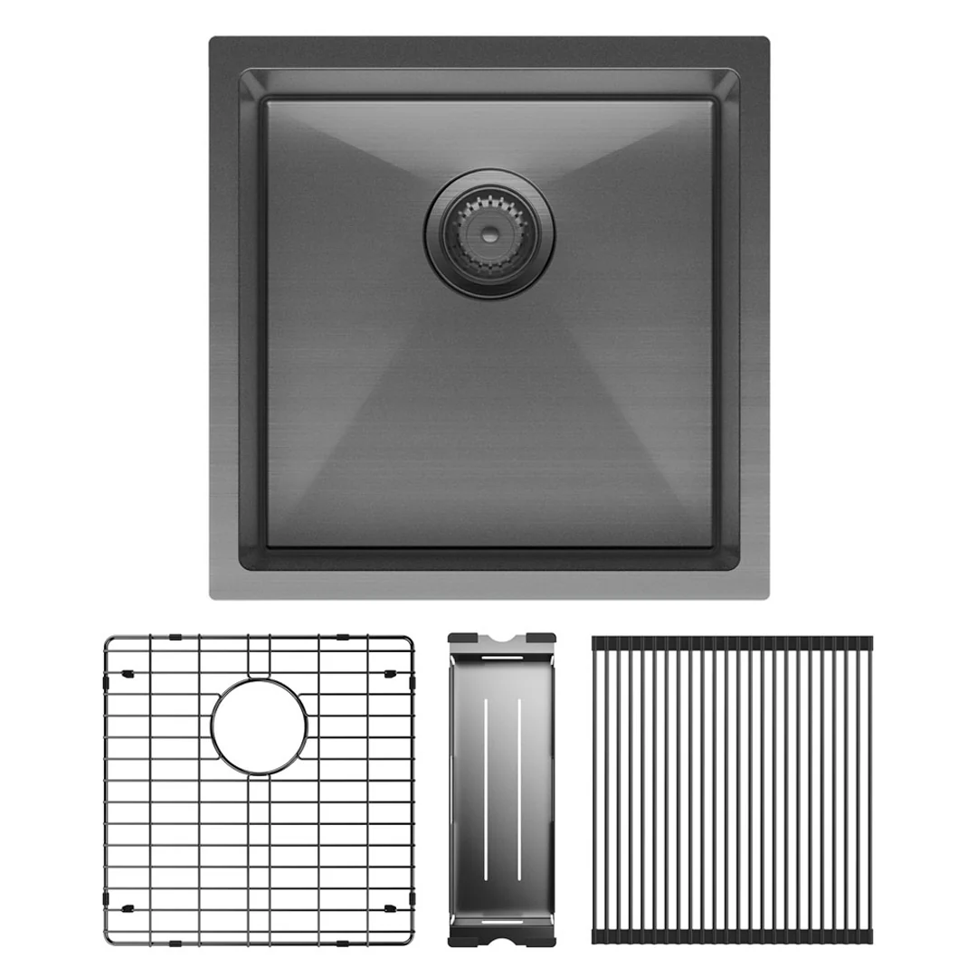 Fienza Hana Single Bowl Sink 32L Inc Cm Colander Roller Protector 450X450X200mm