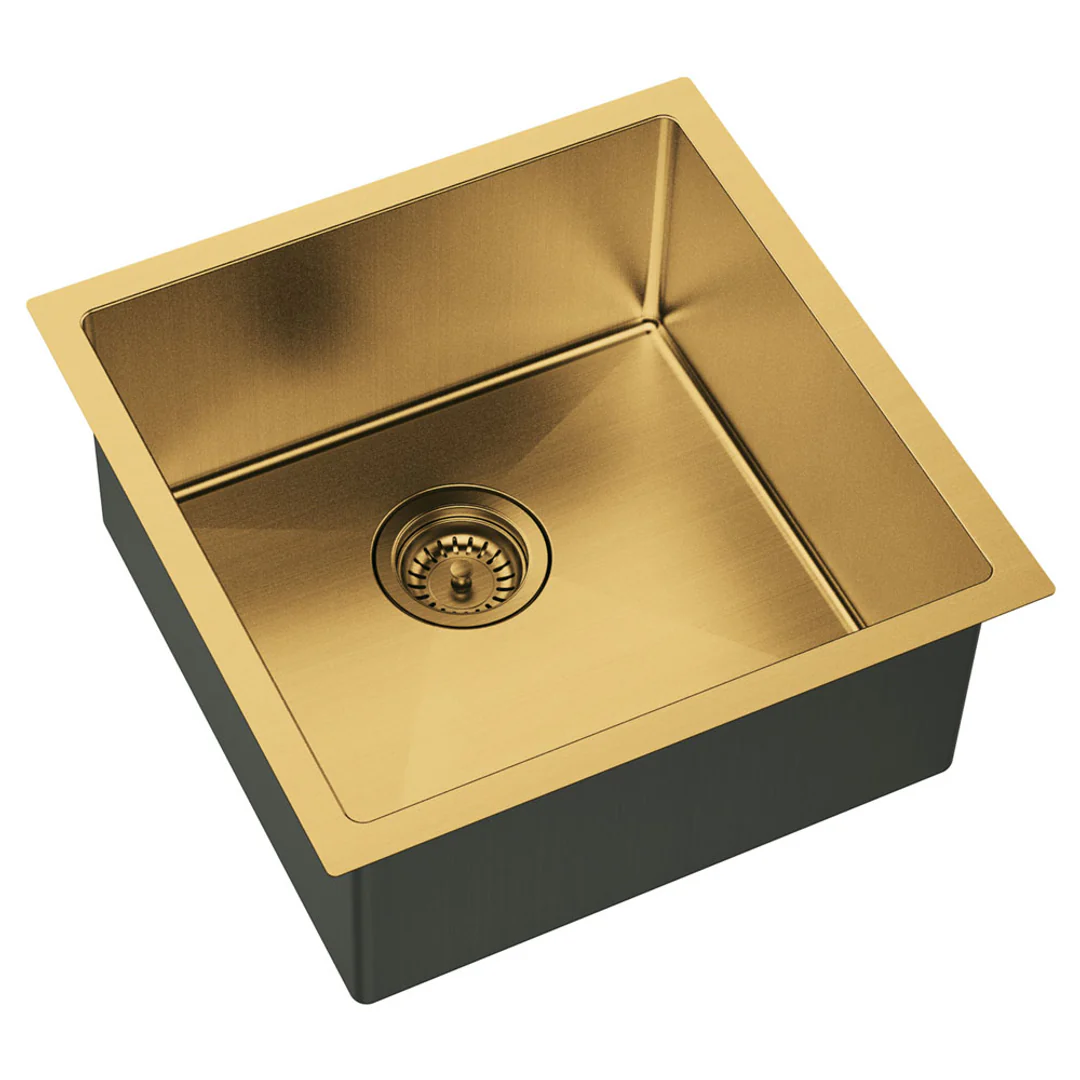 Fienza Hana Single Bowl Sink 32L Rugged Brass Inc Sink Protect 450X450X200mm - Image 5