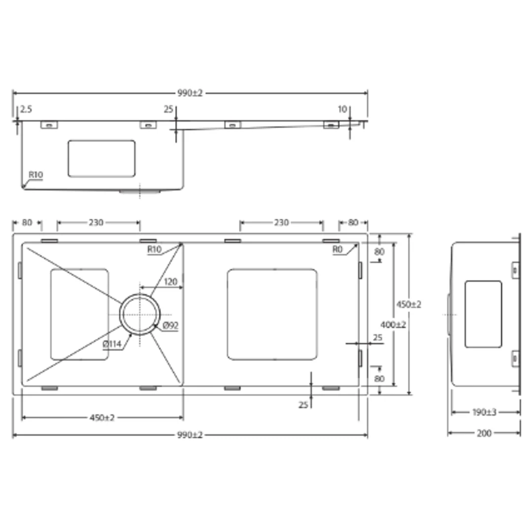 Fienza Hana Single Bowl Sink 36L W/Side Drainer Inc Ss Colander Roller 990X450X200mm - Image 3