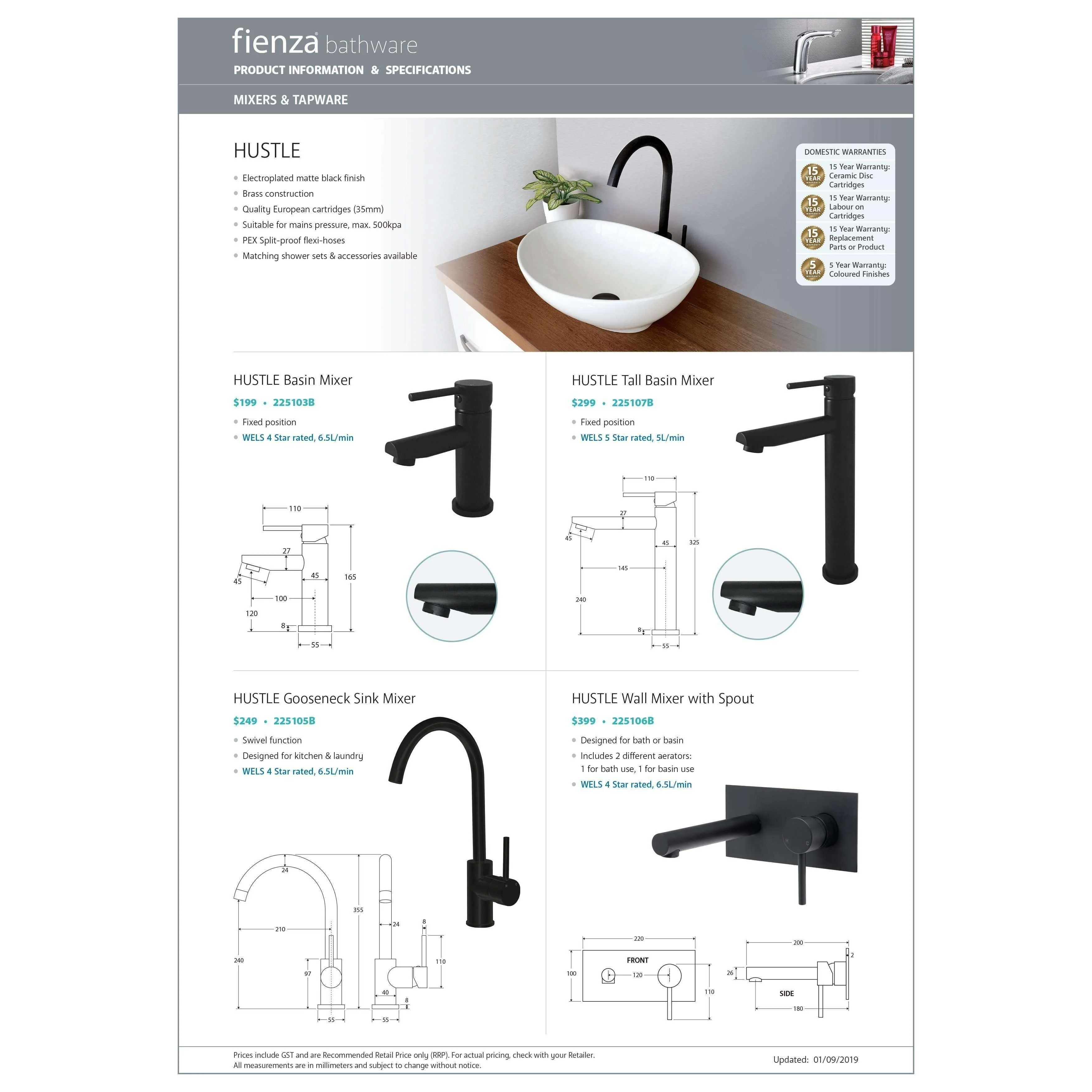 Fienza Hustle Floor Standing Bath Filler Inc Hand Shower Blk - Image 4