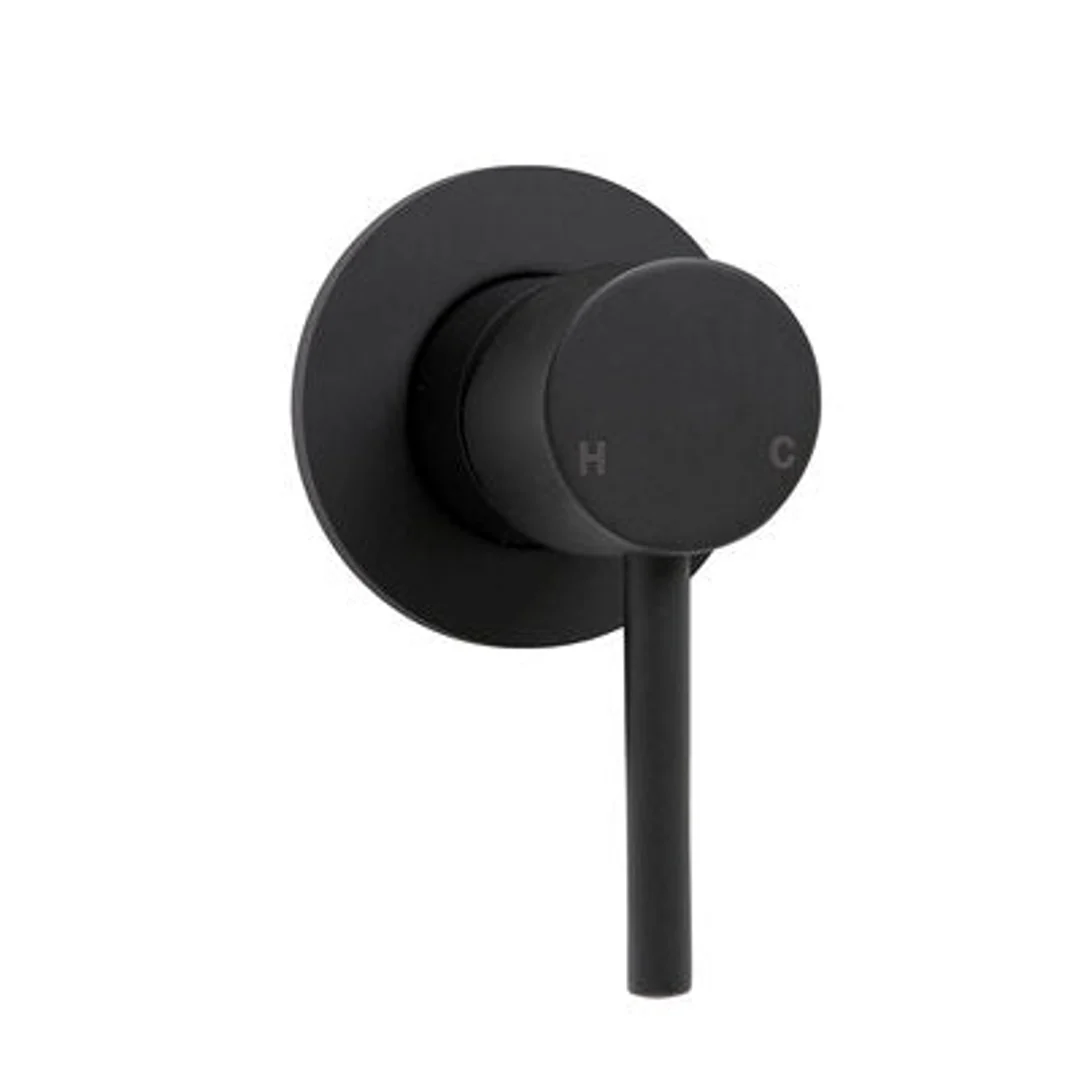 Fienza Hustle Shower Wall Mixer 35mm Round Plate Matt Black