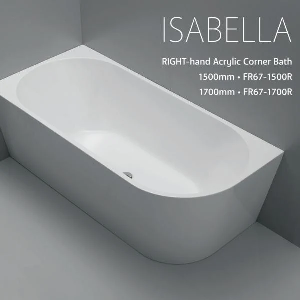 Fienza Isabella Acrylic Corner Bath Right Hand 1500mm - Image 3