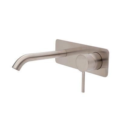 Fienza Kaya Basin/Bath Wall Mixer 160mm Outlet Set Brushed Nickel Soft Square Bn Plate - Image 3