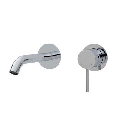Fienza Kaya Basin/Bath Wall Mixer 160mm Outlet Set Chrome Round Chrome Plates - Image 4