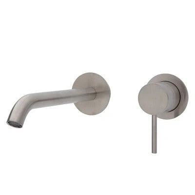 Fienza Kaya Basin/Bath Wall Mixer 200mm Outlet Set Brushed Nickel Round Bn Plates - Image 6