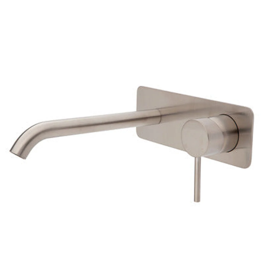Fienza Kaya Basin/Bath Wall Mixer 200mm Outlet Set Brushed Nickel Soft Square Bn Plate - Image 2