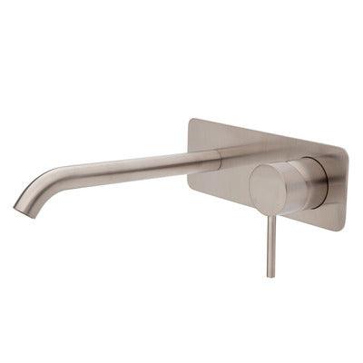 Fienza Kaya Basin/Bath Wall Mixer 200mm Outlet Set Brushed Nickel Soft Square Bn Plate - Image 3