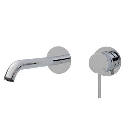 Fienza Kaya Basin/Bath Wall Mixer 200mm Outlet Set Chrome Round Chrome Plates - Image 4