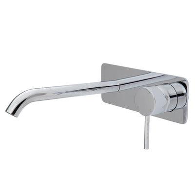 Fienza Kaya Basin/Bath Wall Mixer 200mm Outlet Set Chrome Soft Square Chrome Plate - Image 3