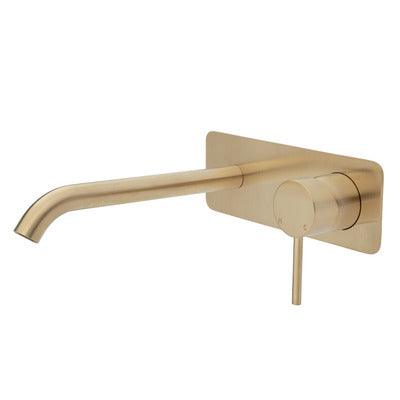 Fienza Kaya Basin/Bath Wall Mixer 200mm Outlet Urban Brass Soft Square Urban Brass Plate - Image 3