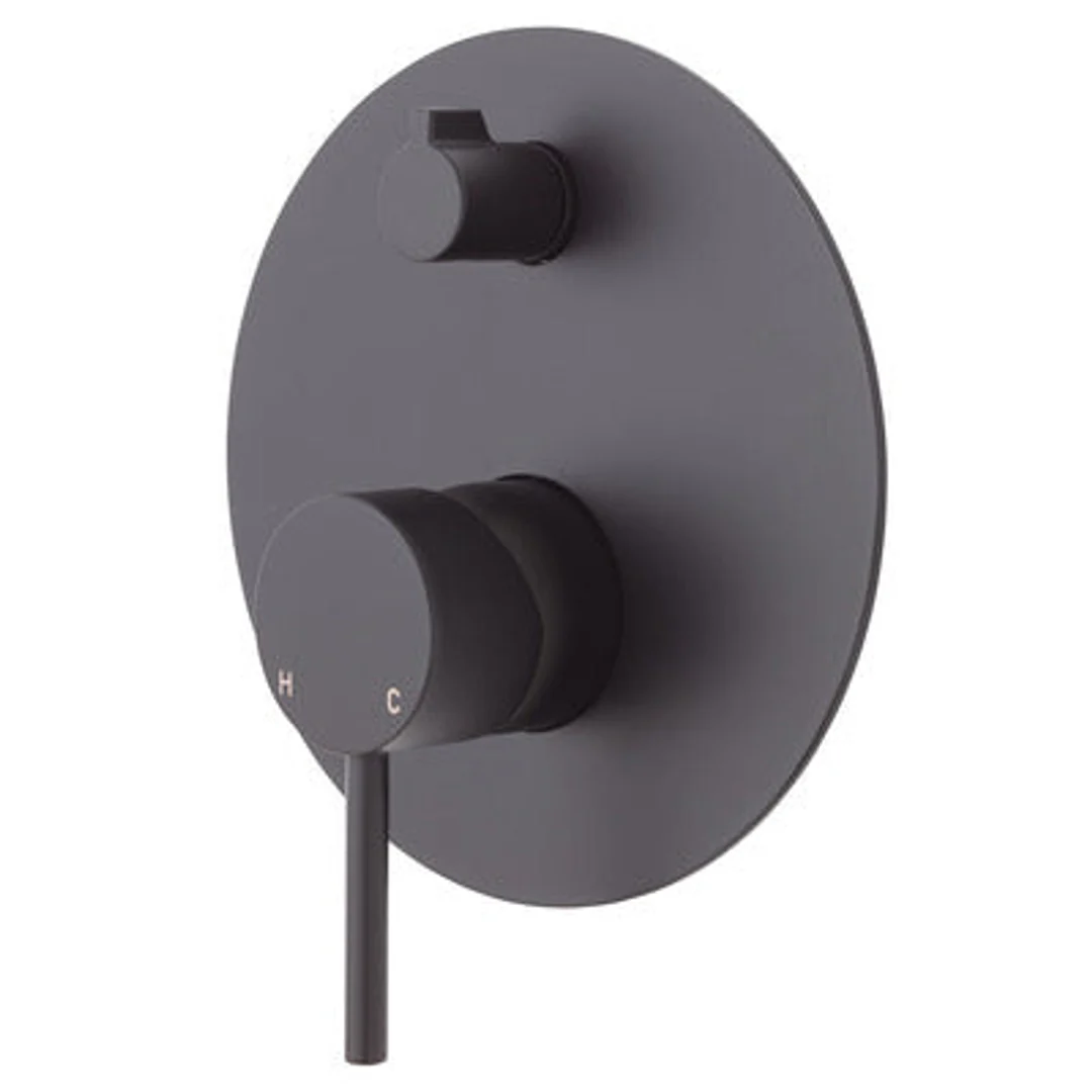 Fienza Kaya Diverter Mixer Matte Black Large Round Matte Black Plate - Image 2