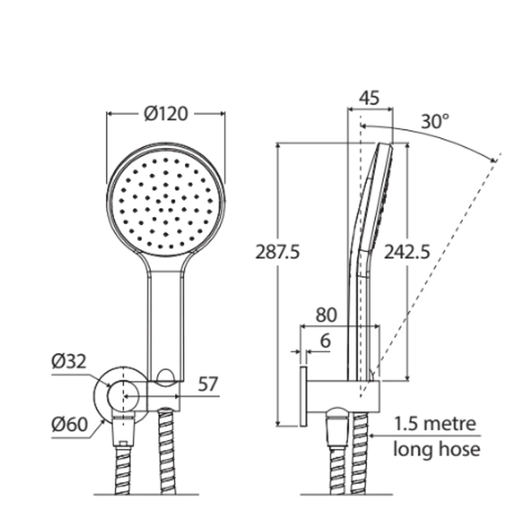 Fienza Kaya Hand Shower Round Plate Chrome - Image 3