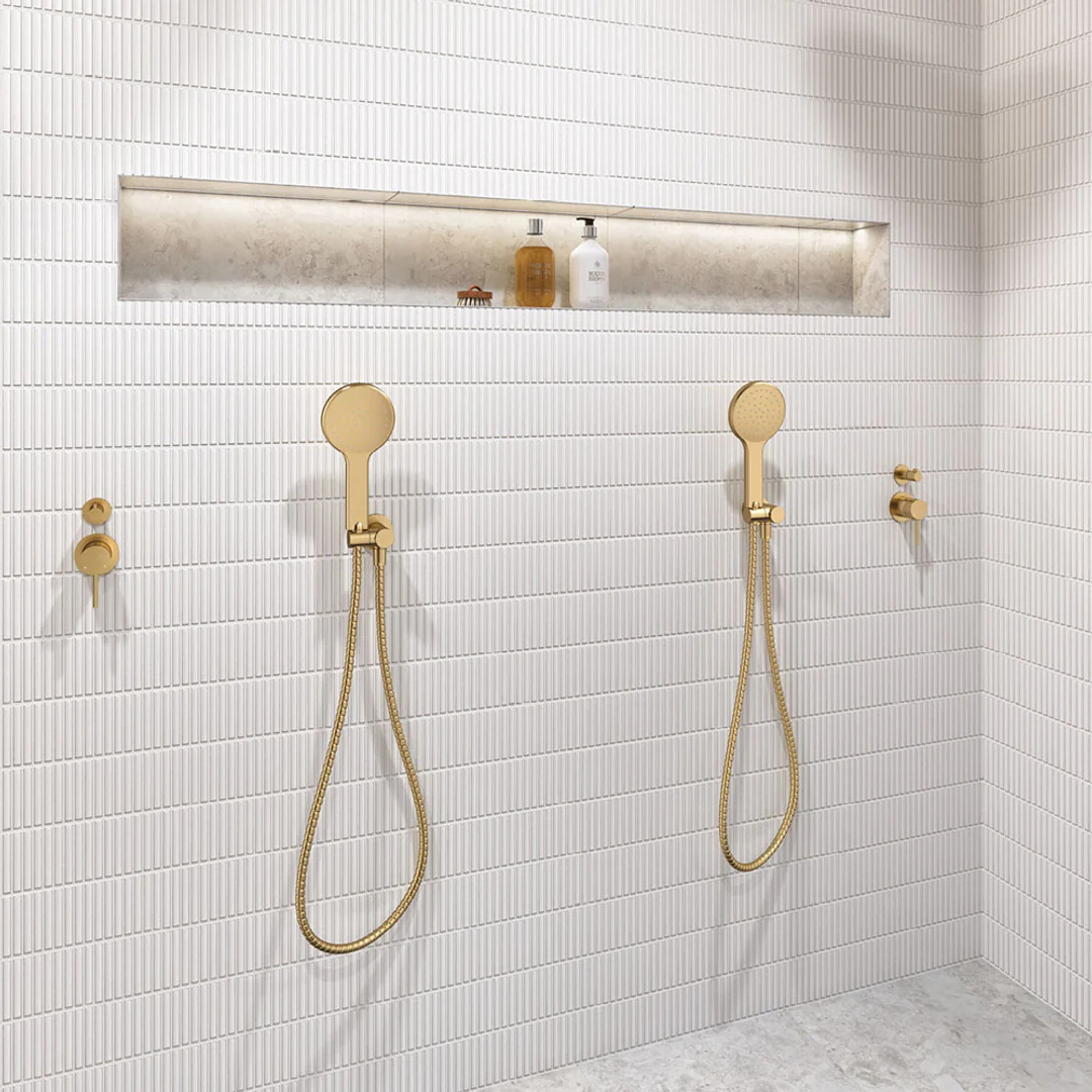 Fienza Kaya Hand Shower Round Plate Urban Brass - Image 9