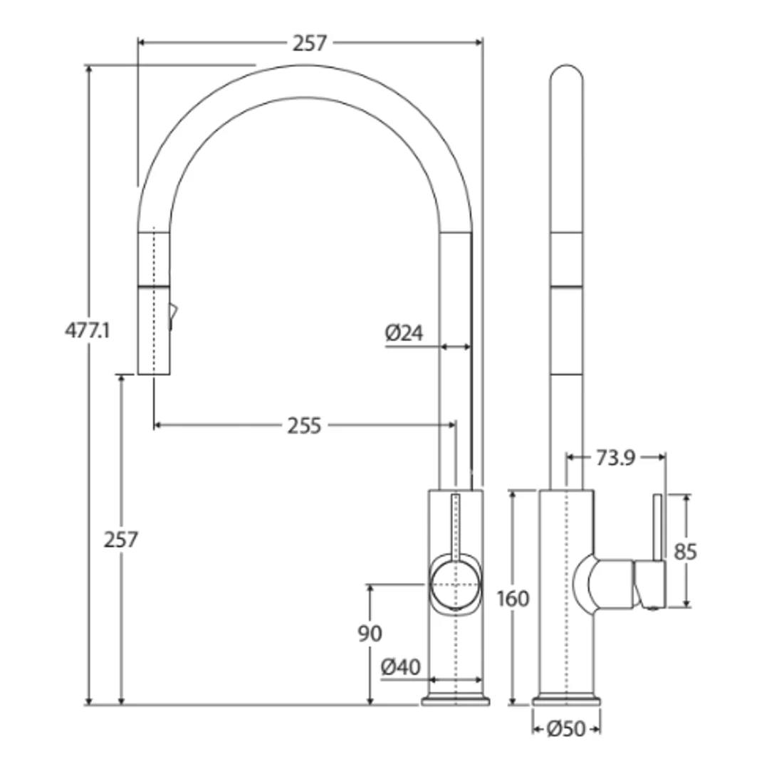 Fienza Kaya Pull Out Sink Mixer Urban Brass - Image 3