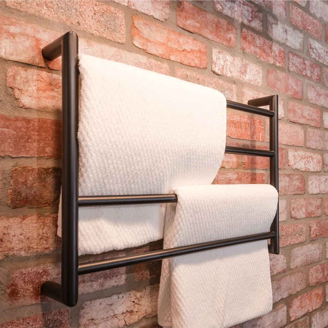 Fienza Kaya Round Heated Towel Rail 6045 Matte Black 4 Bars 600 X 450 X 100mm - Image 6