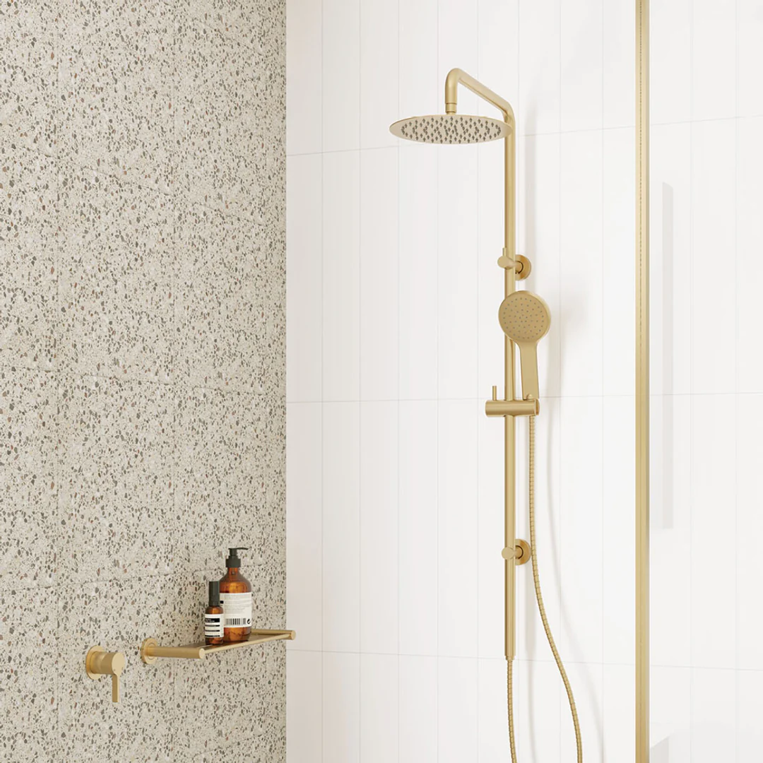 Fienza Kaya Twin Rail Shower Urban Brass - Image 4