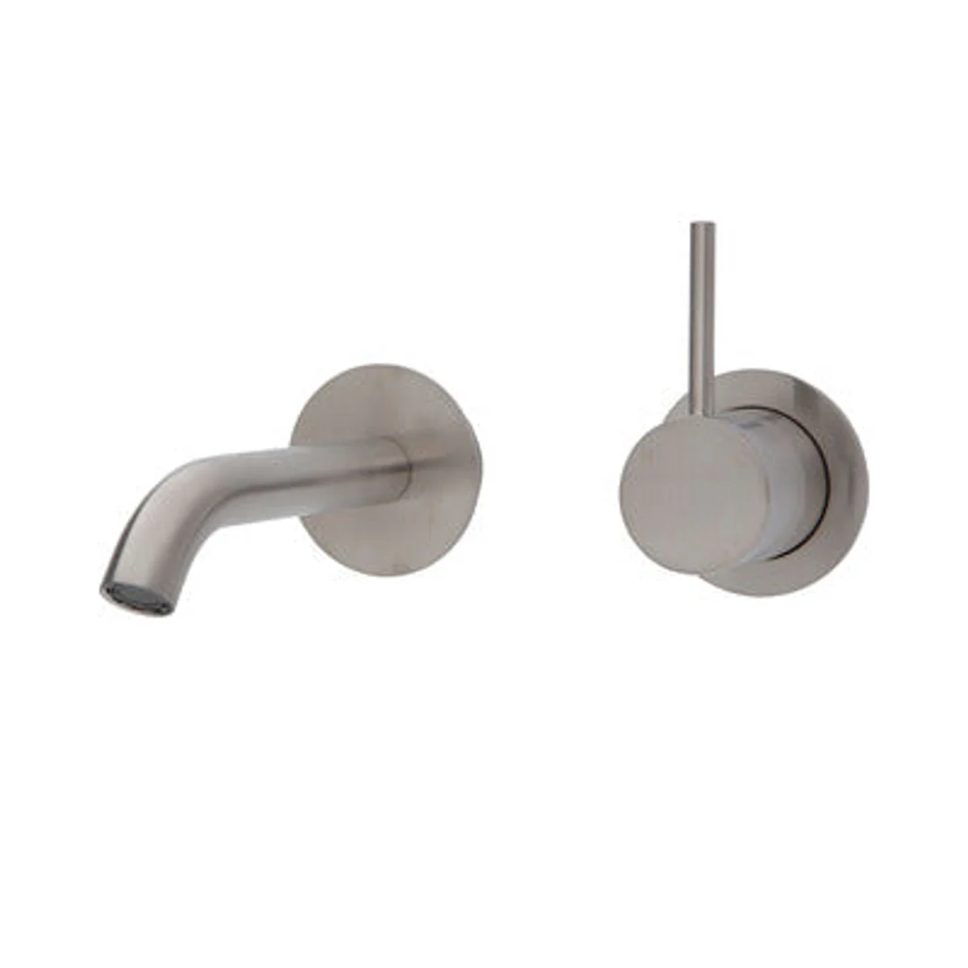 Fienza Kaya Up Basin/Bath Mixer 160mm Outlet Set Brush Nicked Round Brushed Nickel
