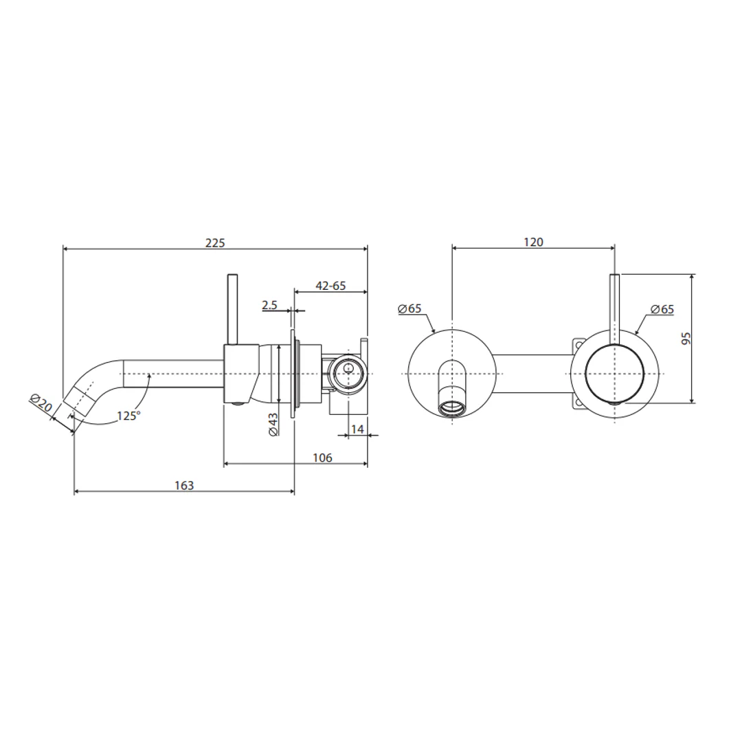 Fienza Kaya Up Basin/Bath Mixer 160mm Outlet Set Brush Nicked Round Brushed Nickel - Image 3