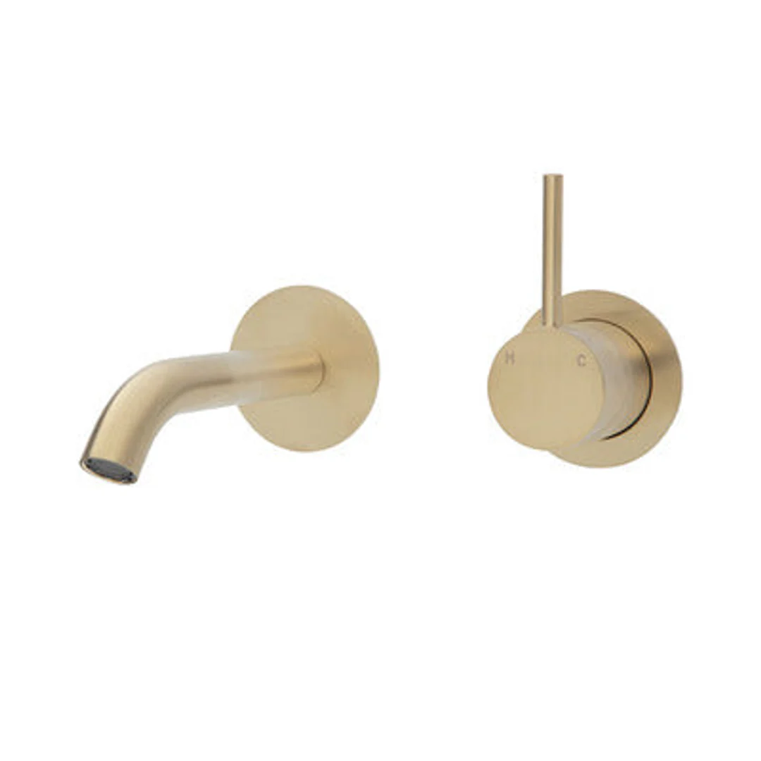 Fienza Kaya Up Basin/Bath Mixer 160mm Outlet Set Urban Brass Round Urban Brass Plates
