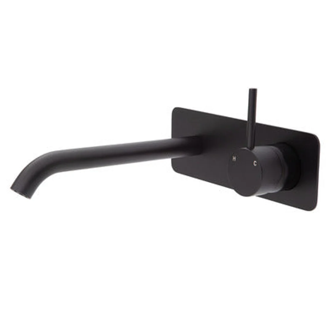 Fienza Kaya Up Basin/Bath Mixer 200mm Outlet Matte Black Soft Square Matte Black Plate - Image 2