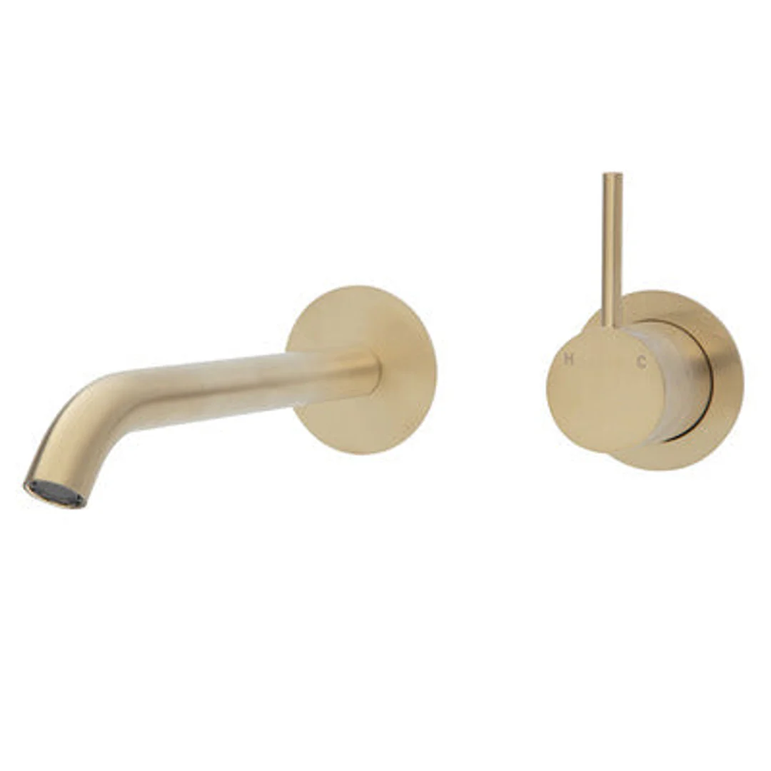Fienza Kaya Up Basin/Bath Mixer 200mm Outlet Set Urban Brass Round Urban Brass Plates - Image 2
